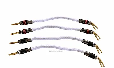 QED GENESIS Silver Spiral 4x Speaker Jumper Cable Terminated Qed Airloc Plugs • £118.80