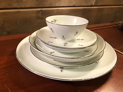 Vintage Mitake' MTK31  Rosebuds & Gray Leaves Dinnerware ~ 7 Piece Place Setting • $15