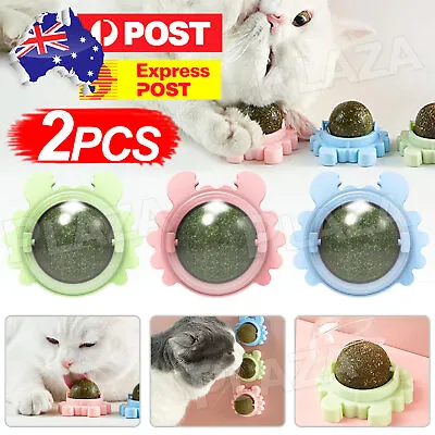 Rotatable Catnip Mint Ball Cat Treat Toys Snack Licking Kitten Pet Molar NEW • $10.95