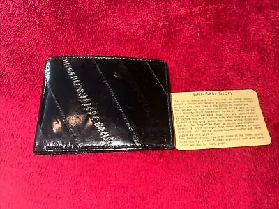 Eel Skin Bi-fold Wallet - Black - Made In Korea- Vintage 1980 Eel Skin Story • $24.99