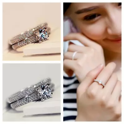 Au New Imitation Diamond Proposal Ring Fashion Engagement Party Ring Set Ring • $11.66