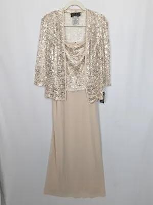 NWT Alex Evenings 10 Mother Of Bride Formal Dress Champagne 2 Piece Set Topper • $69.99