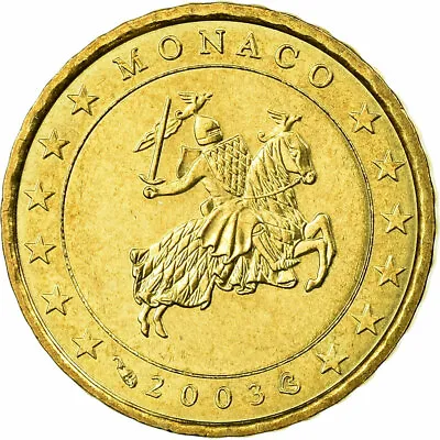 [#731427] Monaco 10 Euro Cent 2003 MS Brass KM:170 • $15.16