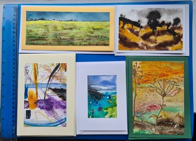 £4.50 • Buy Handpainted Unique Original Greetings Cards Blank Inside 5 Cards With Envelopes 