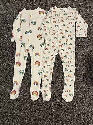 £2.50 • Buy M&S Baby Boys Girls Unisex White Rainbow Sleep Suits Babygrows 18-24 Months 