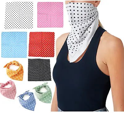 Bandana Polka Dot Bandanas Headwear Wrap Scarf Hippy Neckerchief Large Cotton • £3.99