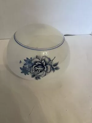 Vintage White Glass Blue Rose Flower Ceiling Light Fixture Globe Cover Rare • $9.99