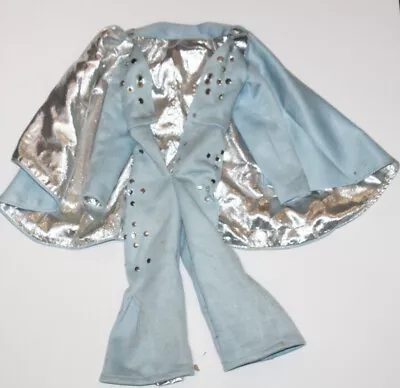 Vintage Elvis Presley Powder Blue Rhinestone Cape 24  Doll Figure Costume Suit • $49.99