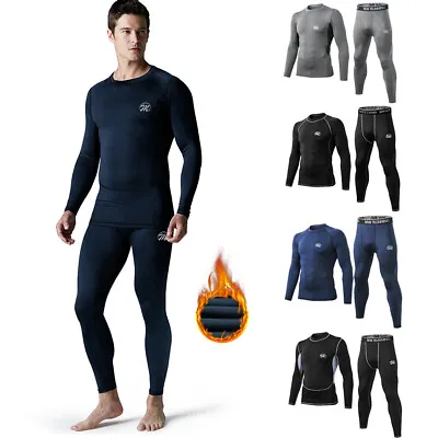 Men's Thermal Underwear Sets Sports Top & Long Johns Fleece Quick Drying Thermo • $25.99