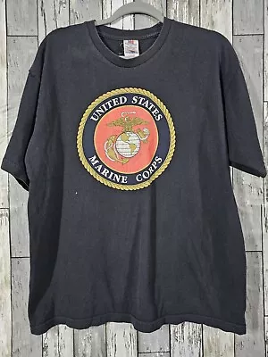 VTG USMC United States Marine Corps Emblem T Shirt Size Large Black Made In USA • $14.40