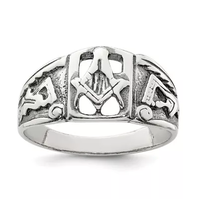 925 Sterling Silver Vintage Master Mason Signet Freemason Masonic Ring • $87