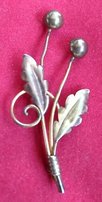 Van Dell Sterling Silver & 12K GF Brooch Pin Vintage Leaves / Stems Jewelry • $20