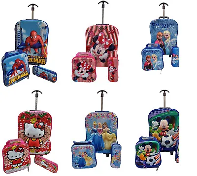 3 Pcs Kids Boys Girls Cabin Trolley Pencil Case Wheels School Bag Set Lunch Box • £22.99