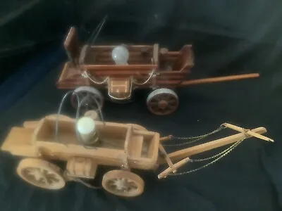 $10 • Buy Vintage (2) Western Wooden Covered Wagon/Stagecoaches W/Lightbulbs