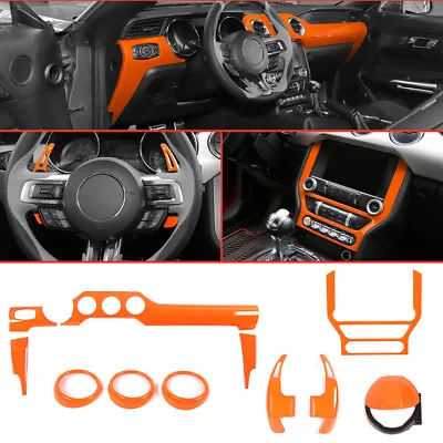 Center Console Decor Cover/Steering Extended Shifter For Ford Mustang 15+ Orange • $131.99