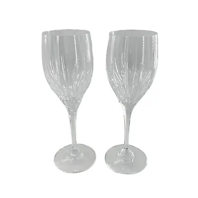 2x Mikasa Arctic Lights Platinum Wine Glass White Goblet Blown Crystal Discontin • $39.97