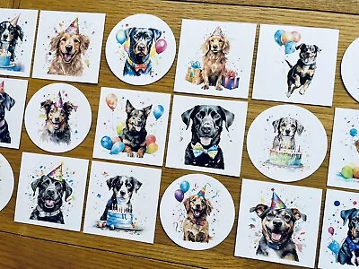 £2.69 • Buy 6x Watercolour Dog Puppy Card Toppers Card Making Birthday Balloons Party