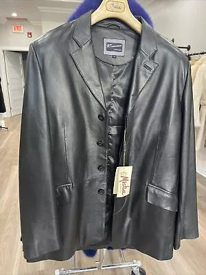 RT International Black Lamb Leather Blazer Jacket Sz50 NWT  • $99.99