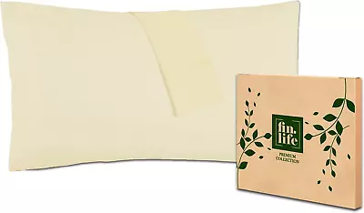 Fin.Life Double Stitch King Size Pillow Covers - 2 Cases Set - Butter Cream - 10 • $19.70