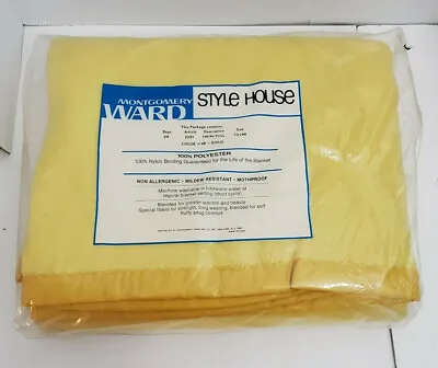 Vintage Montgomery Ward Blanket 72 X 90  New Yellow Gold Style House Polyester • $27.99
