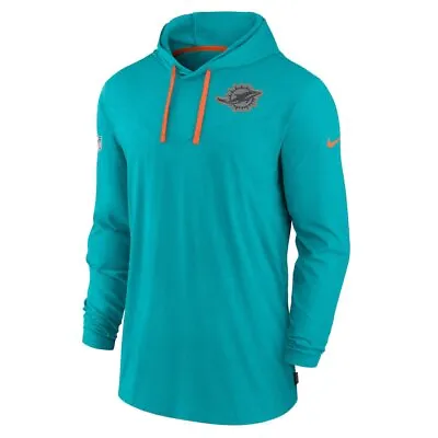 Miami Dolphins Nike Sideline Pop Performance Pullover Long Hoodie T-Shirt NFL • $117.98