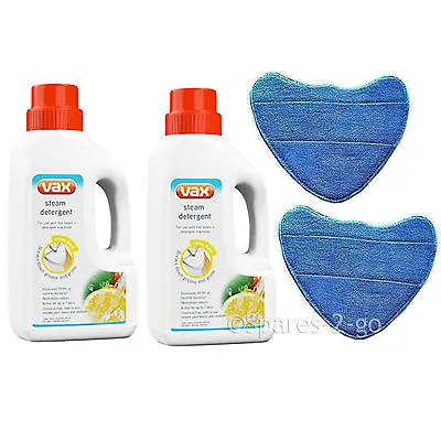 2 Vax Steam Detergent Solution & Microfibre Cleaning Pads For Steam Cleaner Mops • £21.81