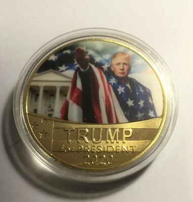$15 • Buy 2020 Trump For President Of USA, POTUS, Coin, 999 24k Gold Plated In Capsule