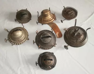 Antique Oil Lamp Burners Assorted Lot Of 7 Pieces One Wick As-Is Parts • $16.95