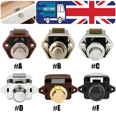 Push Button Catch Lock Cupboard Door Motorhome Cabinet Camper Caravan Latch Knob • £10.99