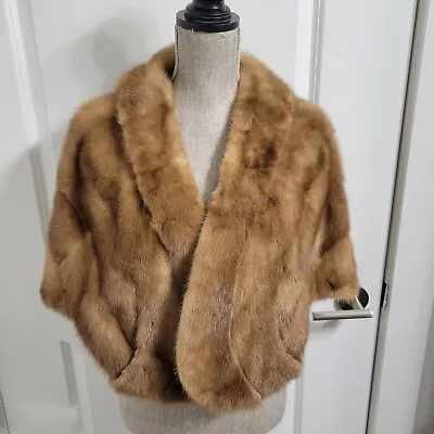 Vintage Women's Brown Mink Fur Stole Cape Shawl Wrap Coat - Free Size • $100