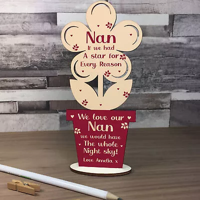 PERSONALISED Wooden Flower Gift For Nan Nanny Nana Grandma Grandparent Birthday • £4.99