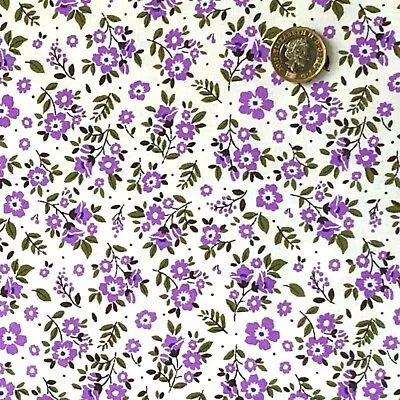 Polycotton Fabric By The Metre Quality Craft Fat Quarter DITSY FLORAL Lilac 1 • £5.25