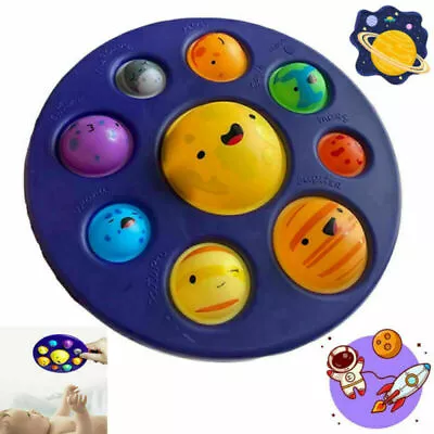 £3.99 • Buy Pop Popper Fidget Toys Push It Poppet Bubble Stress Anxiety Relief Galaxy Planet
