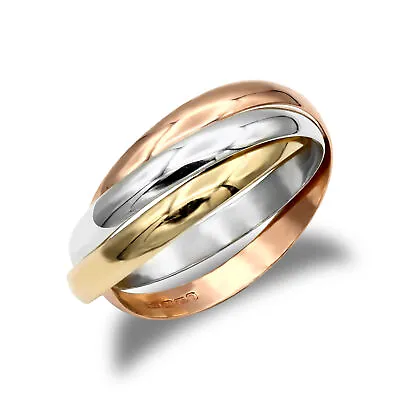 9ct 3-Colour Gold Mersham Jewels Interlocked 3mm Russian Wedding Ring • £400.99