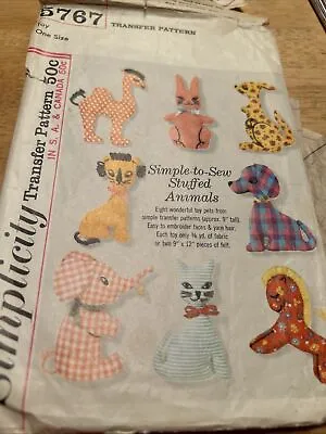 Simplicity Pattern 5767 Stuffed Animals Kangaroo Rabbit Cat Elephant Horse Camel • $4.25