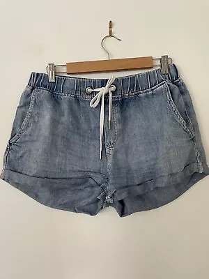 Decjuba D-Luxe Basic Denim Short With Elasticised Waist And White Tie • $5