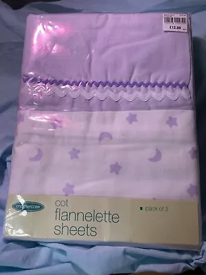 Flannelette Cotton Cot Bed Sheets - Flat - 150x100 Cm - 2 Pack  100% COTTON • £4.99