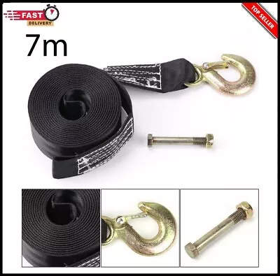 £9.89 • Buy 7 Metre Hand Winch Strap - 7M 50MM 2500LBS Hook Eye Webbing Pull Trailer Boat