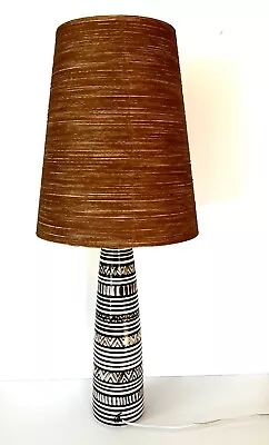 Bostlund Hand-painted Tribal Lamp Signed Lotte Original Harp And Shade 1960's • $1200