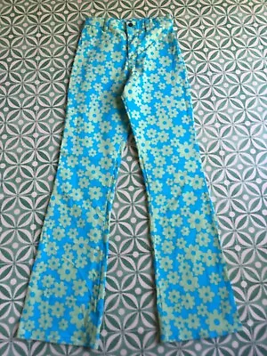 Motel Rocks Zoven Blue Daisy Trousers Psychedelic 70s Style Floral Print... • £15