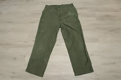 1960's U.S. Army Vietnam Era Cotton Sateen OG 107 Type 1 Trousers Pants 36x 28 • $79