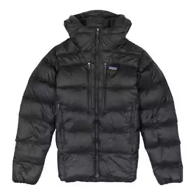 Patagonia Fitz Roy Goose Down Puffer Hoody Jacket Mens Medium Black Coat Quilted • $349.99