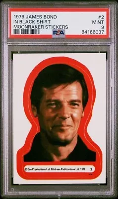 1979 Topps James Bond Moonraker Sticker In Black Shirt #2 Psa 9 Pop 6 8 Higher • $100