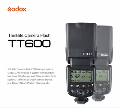 Godox TT600 GN60 2.4G Camera Flash Speedlite For Canon Nikon Pentax Olympus DSLR • $152.89