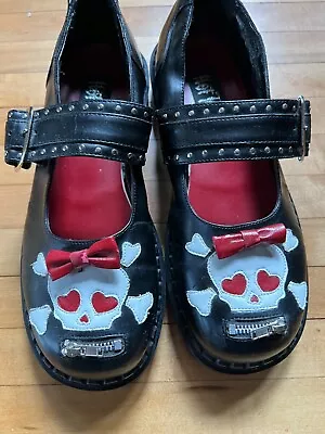 Skull With Bow Zipper Mary Jane Platform Shoes Size 9 Womens Hot Topic  • $60