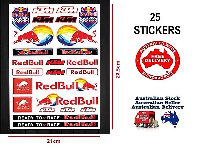 Redbull KTM Racing 25pce Sticker Decal Sheet For Motorcycle Bike Car Laptop • $10.95