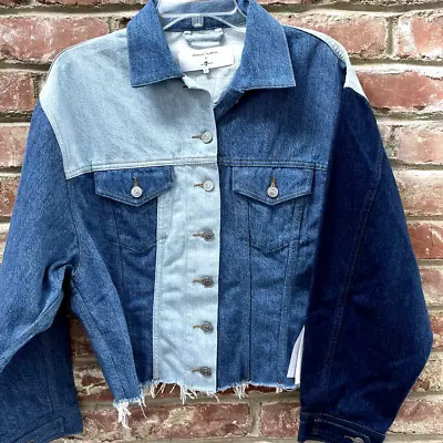 7 For All Mankind Marques Almeida Trucker Jacket Indigo Shades Patchwork Medium • $125