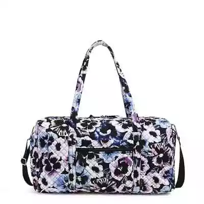 VERA BRADLEY~Iconic Large Travel Duffel Bag~PLUM PANSIES~FABULOUS~RARE~NWT! • $98.90