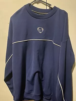 Vintage Blue Mens Fleece Sweater Size XL Swoosh Logo • $110