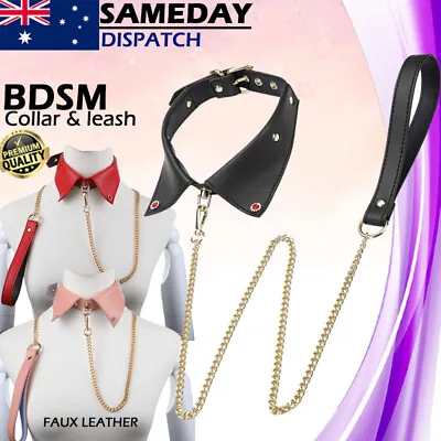 BDSM Premium Collar Leash Adjustable Bondage Fetish Restraint Cosplay Sex Toy • $23.99
